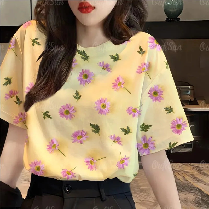 Women's Casual Fashion Loose Temperament Elegant PrintingT-Shirt Top Tee O-neck Short Sleeve Camouflage Summer Pullovers
